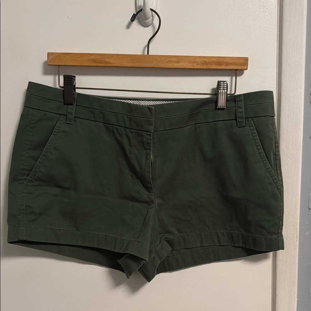 EUC JCrew Chino Women's Army Green Cotton Shorts.  Size 12.